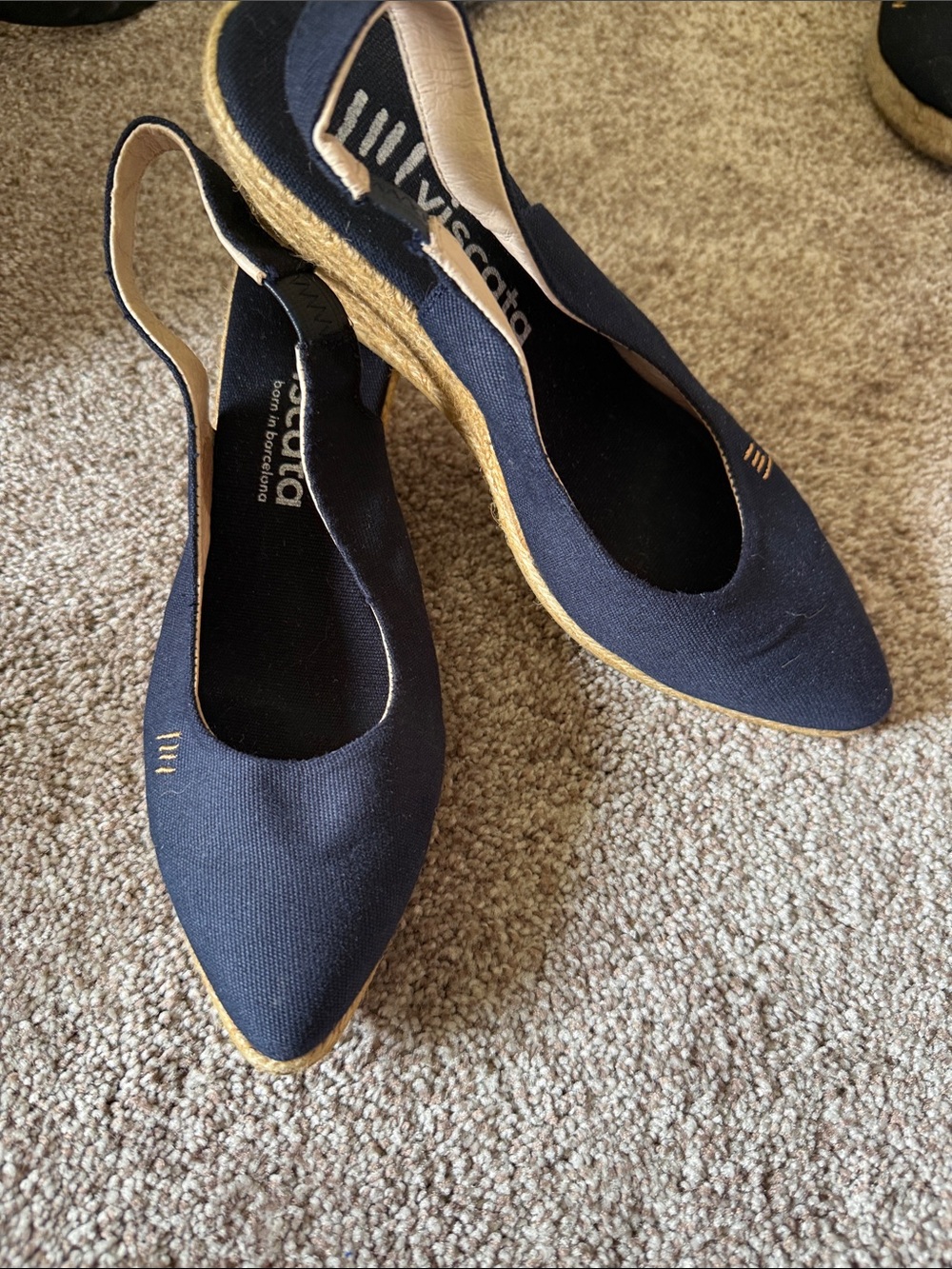 VISCATA Barcelona navy Canvas Espadrille Wedges pointed toe
